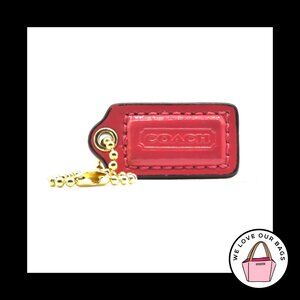 1.5" Small COACH Pink Patent Leather Brass Key Fob Bag Charm Keychain Hang Tag